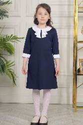 Платье школьное дев. Парижанка синий трикотаж второго слоя