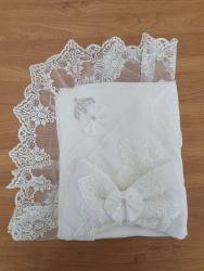 Пледы кружевные  с бантом молочный