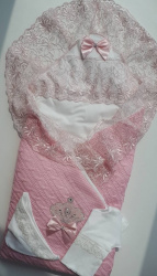 Конверты вязаный: молочный/золото, розовый