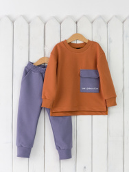 КД438/4-Ф Комплект детский (Джемпер+брюки-охра/мрамор)