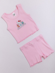 003_НБО22  Комплект (майка-топ + шорты) д/д розовый (п4)