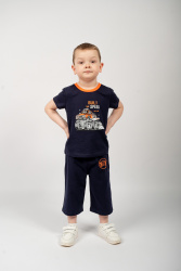 Футболка синий/оранжевый 