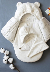 Комплект на выписку 7 пр. молочный, мята, розовый