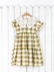 С208/6-К Платье (клетка Виши/бежевый сахар)