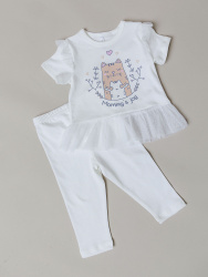 015_ОН24 Комплект д/д (футболка кор.рукав+леггинсы) молочный