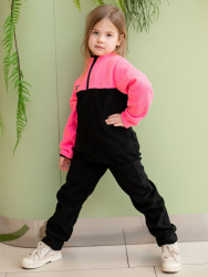 159-23з-1 Флисовая кофта "Франки" черный/розовый неон 