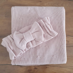 Плед вязаный с бантом без подклада 